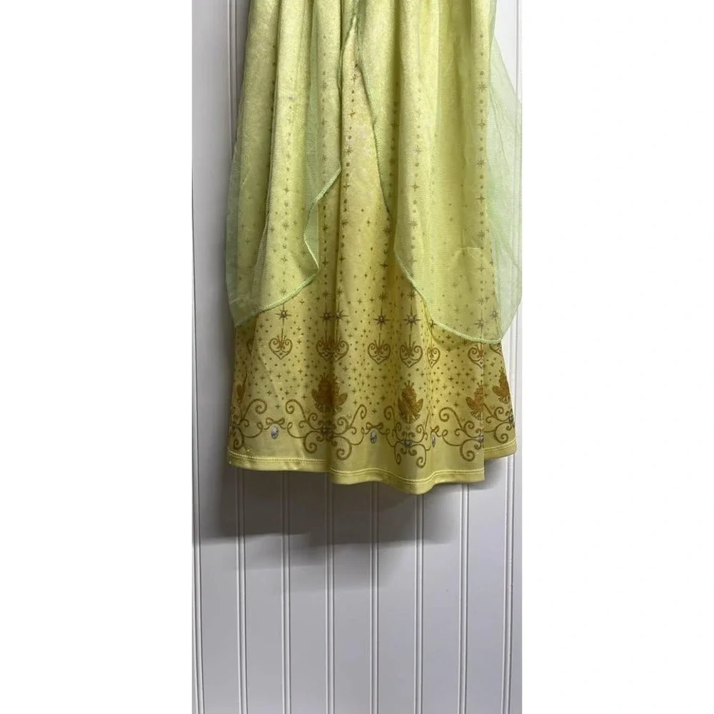 Disney Princess Tiana Nightgown Girls 6/6X Green Yellow Fantasy Sleep Dress